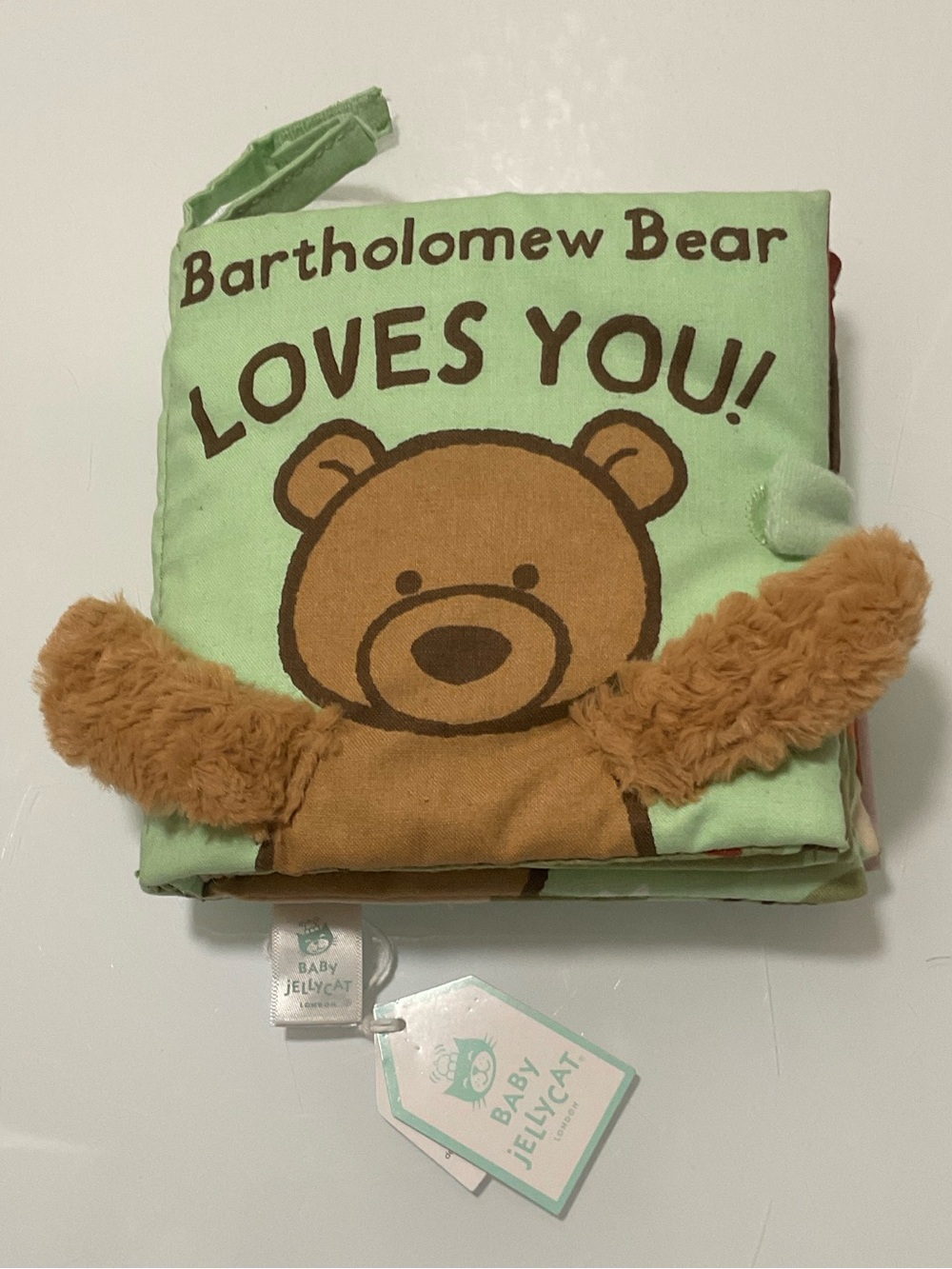 Jellycat Green Bartholomew Bear Soft Cloth Book
